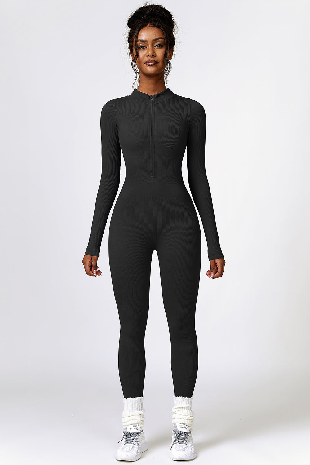 Running From You Half Zip Long Sleeve Active Jumpsuit