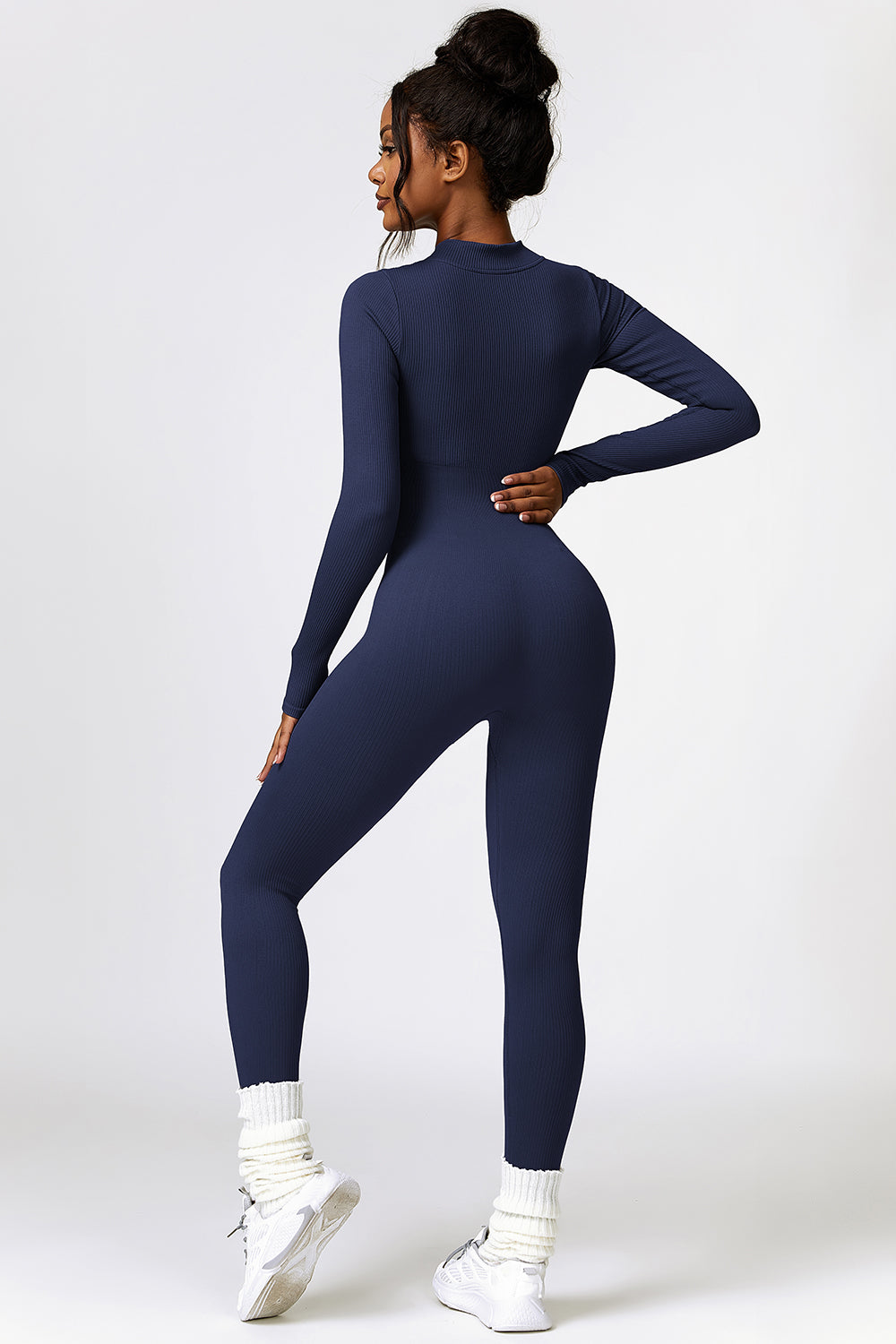 Running From You Half Zip Long Sleeve Active Jumpsuit
