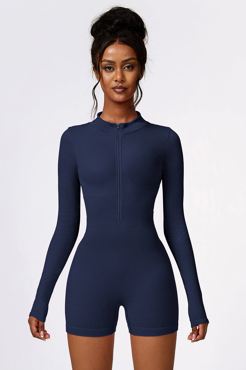 Bethany Half Zip Long Sleeve Active Romper