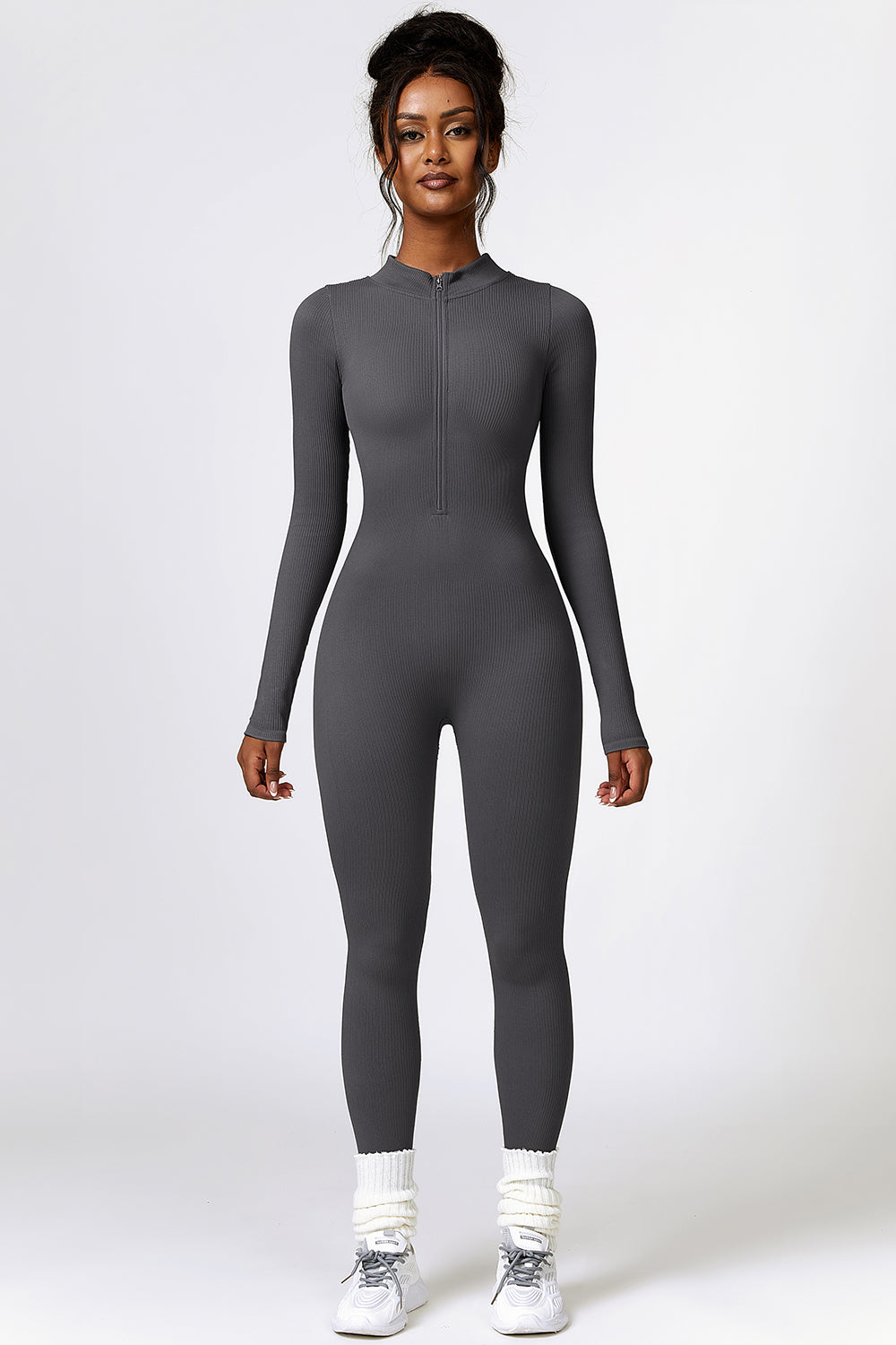 Running From You Half Zip Long Sleeve Active Jumpsuit