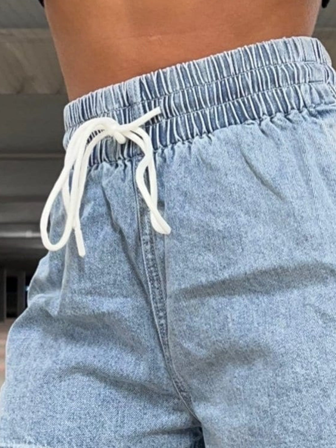 Bella Drawstring High Waist Denim Shorts