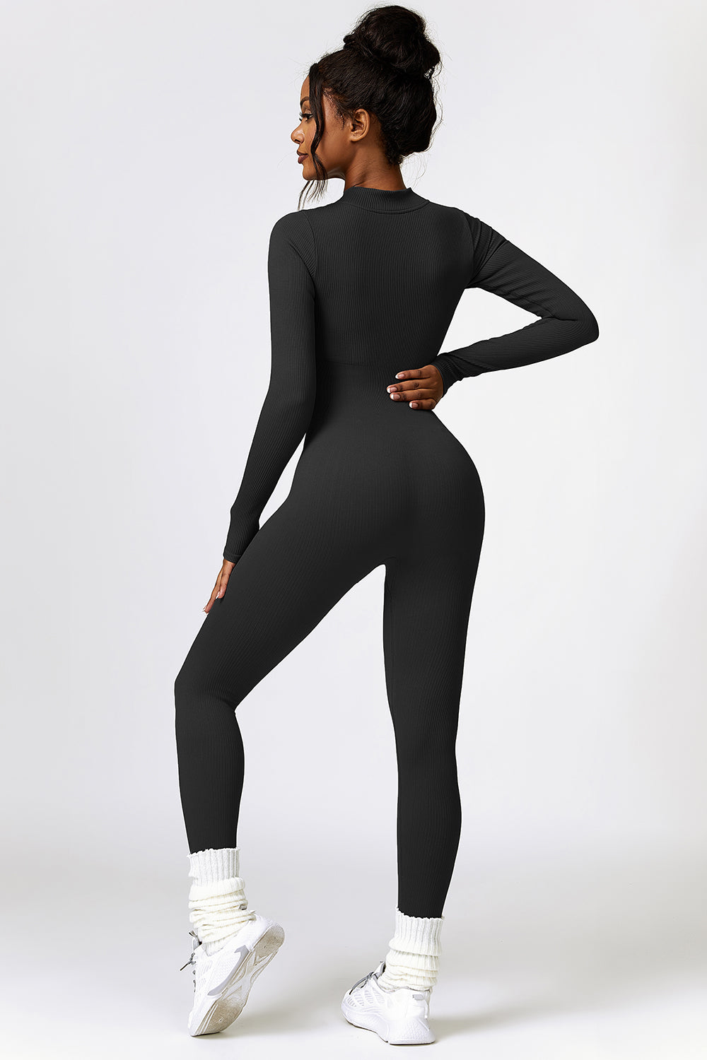 Running From You Half Zip Long Sleeve Active Jumpsuit