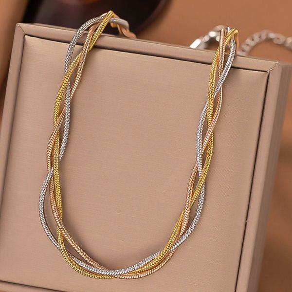 Tri-Color Woven Round Necklace HEDTT74N95