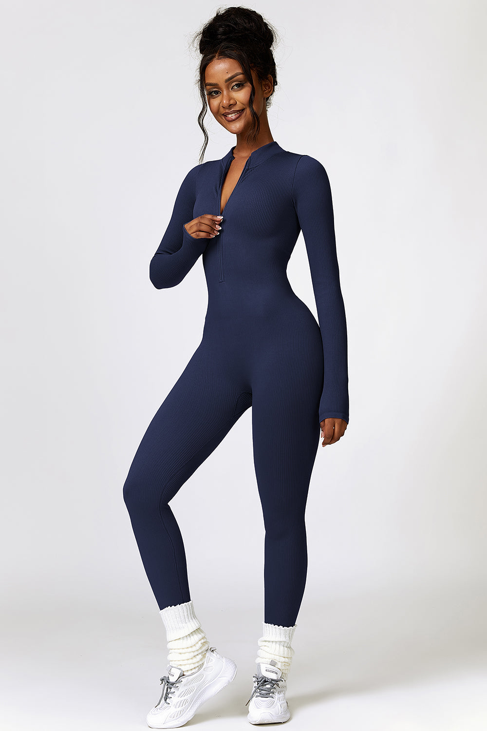 Running From You Half Zip Long Sleeve Active Jumpsuit
