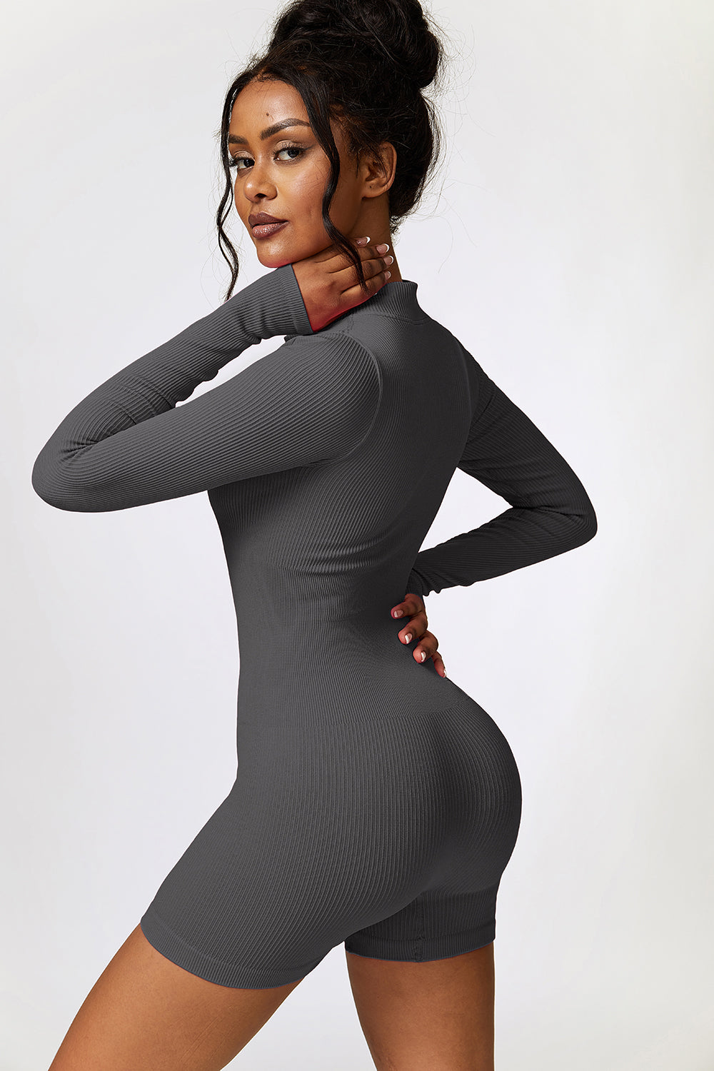 Bethany Half Zip Long Sleeve Active Romper