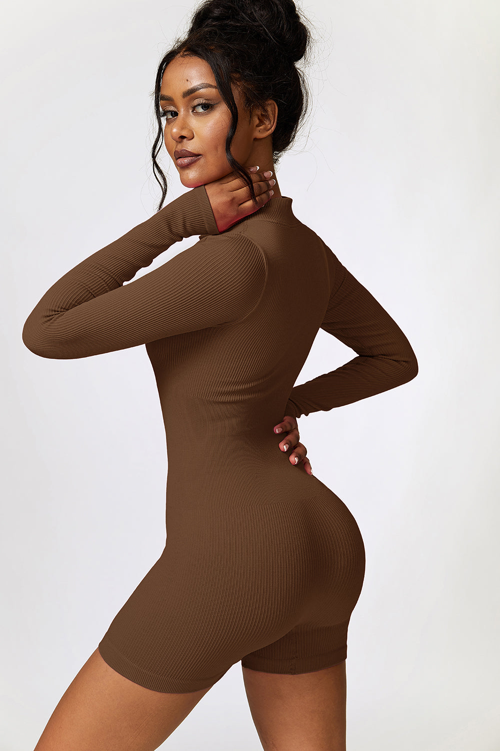 Bethany Half Zip Long Sleeve Active Romper