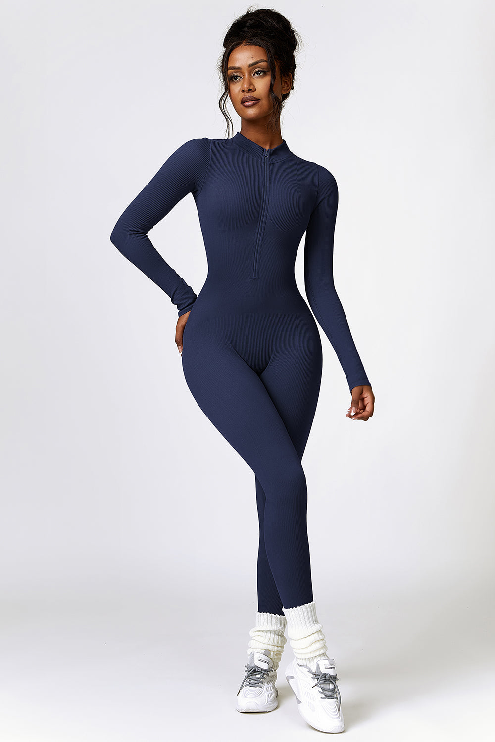 Running From You Half Zip Long Sleeve Active Jumpsuit