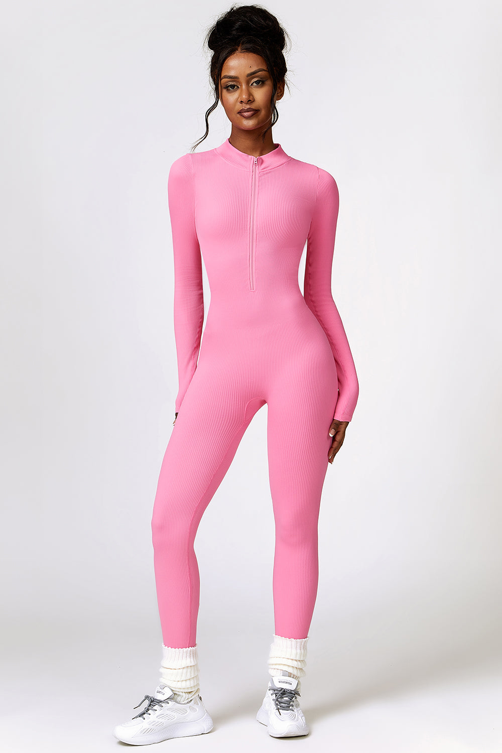 Running From You Half Zip Long Sleeve Active Jumpsuit