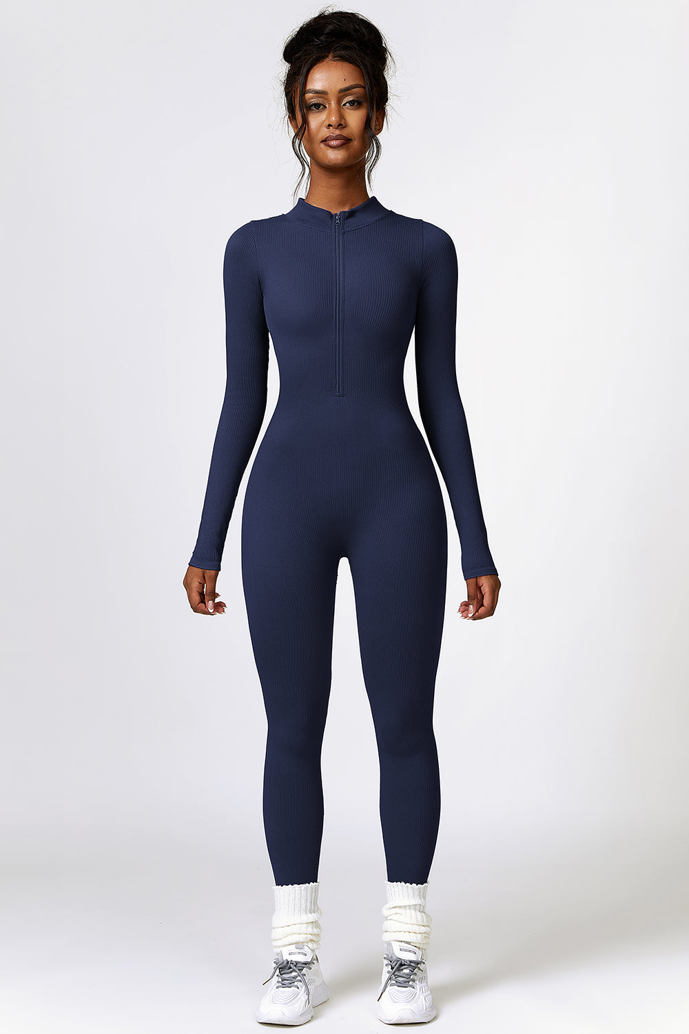 Running From You Half Zip Long Sleeve Active Jumpsuit