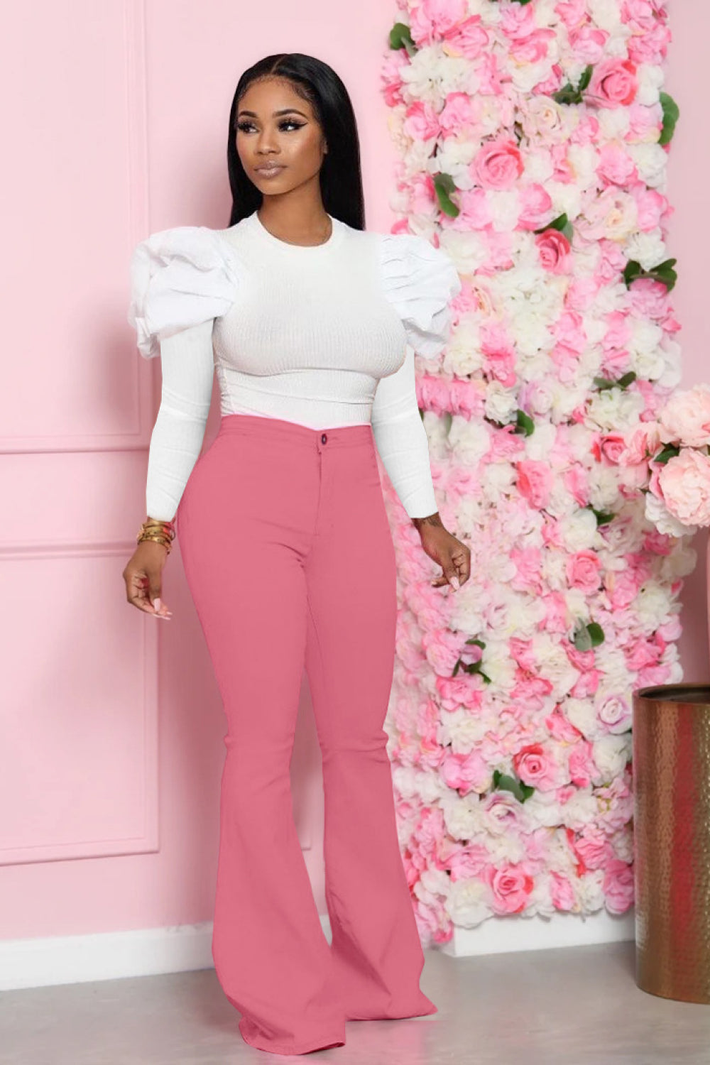 Miss Executive Top and Flare Pants Set