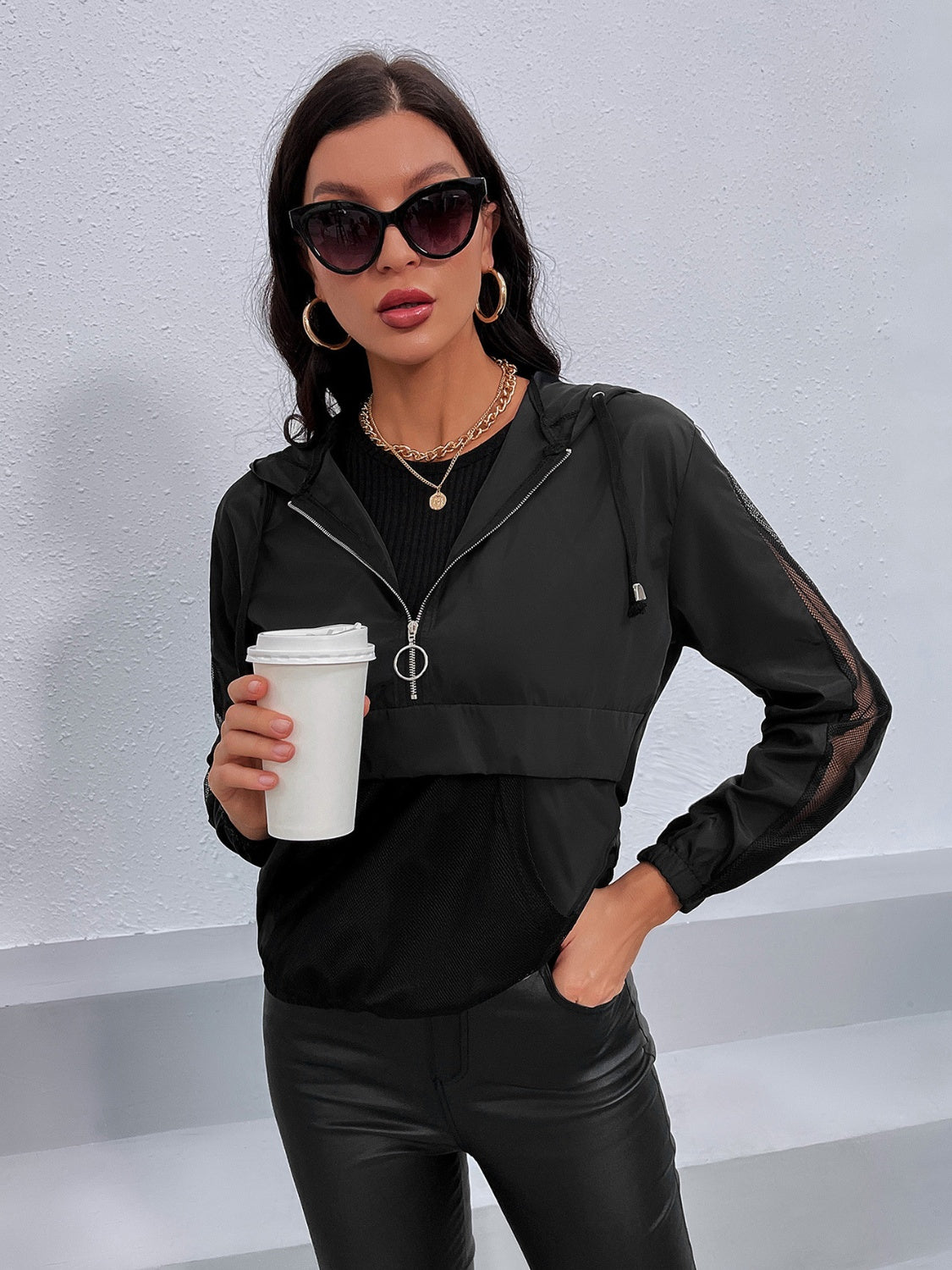 Latest And Greatest Drawstring Half Zip Hoodie