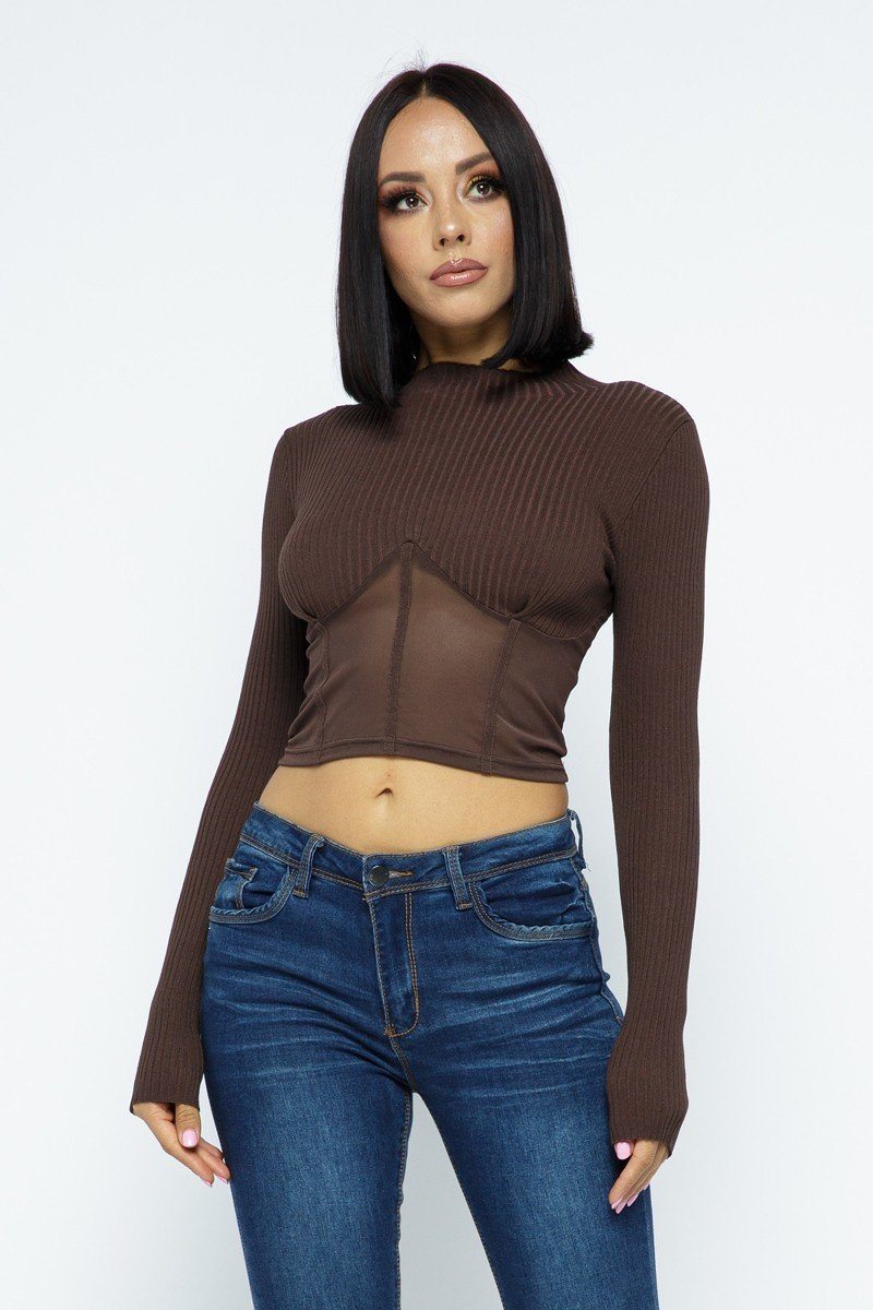 Won't Take The Blame Crop Top With Bottom Mesh