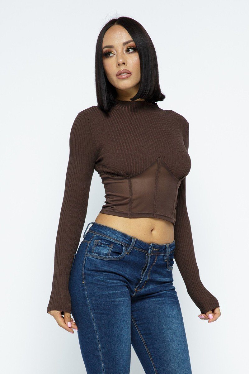 Won't Take The Blame Crop Top With Bottom Mesh