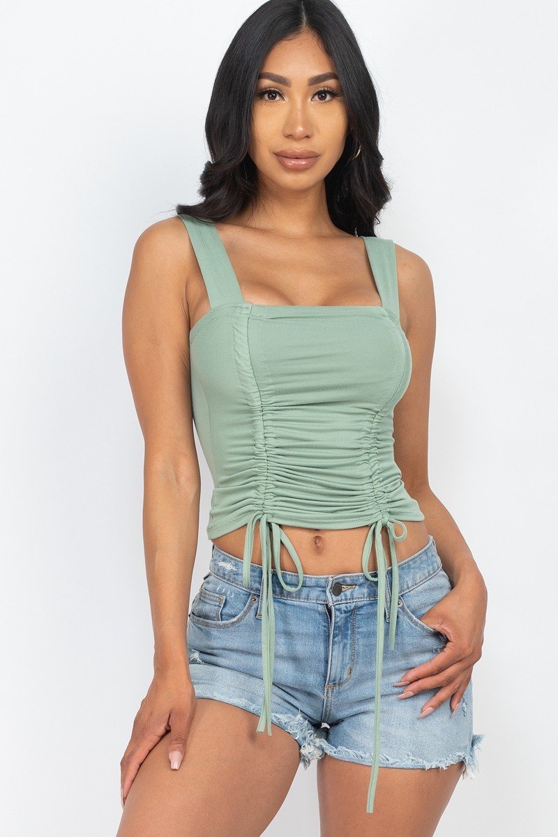 Come With Me Square Neck Crop Top - Olive