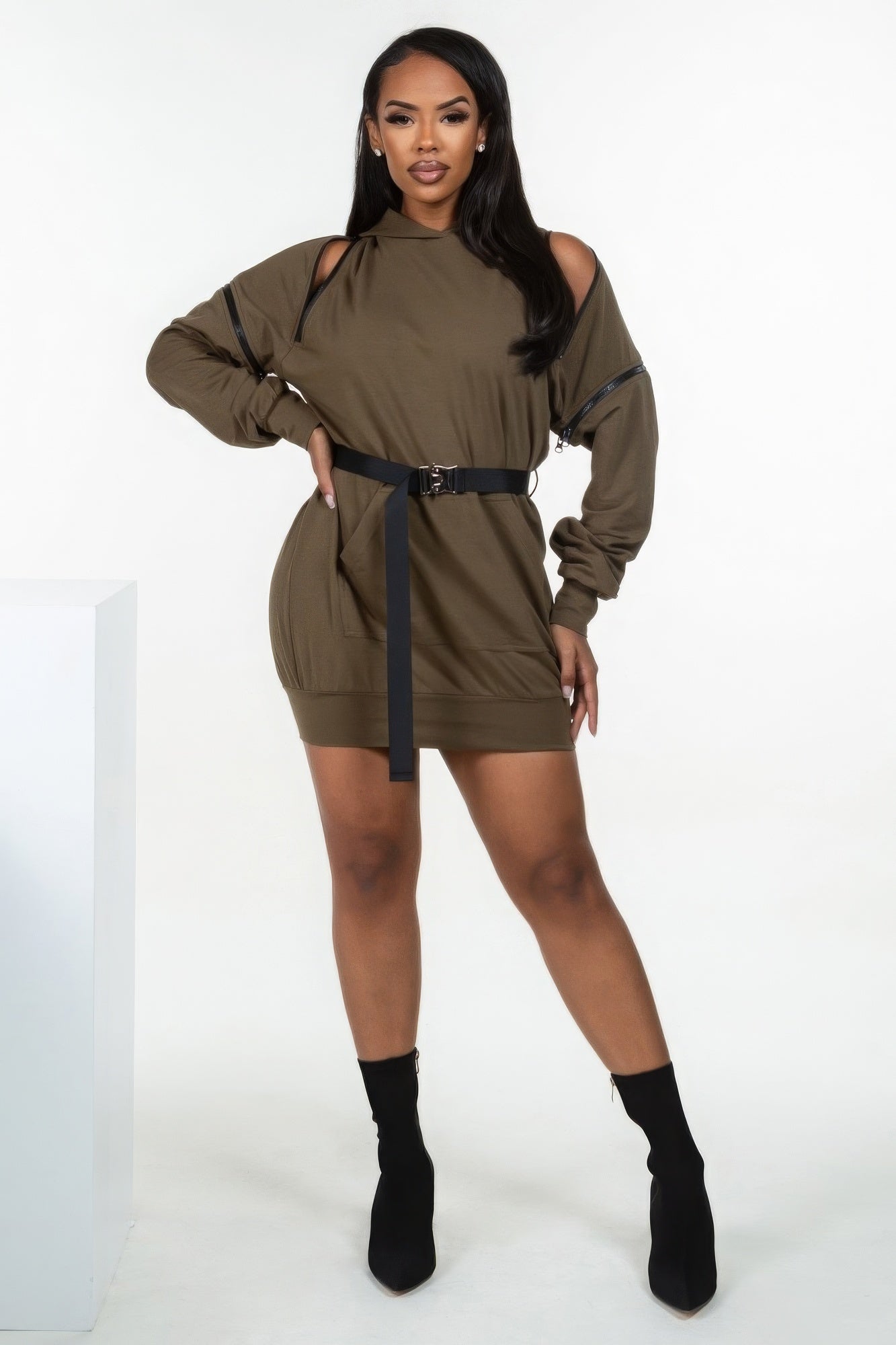 Adeline Hooded Mini Dress