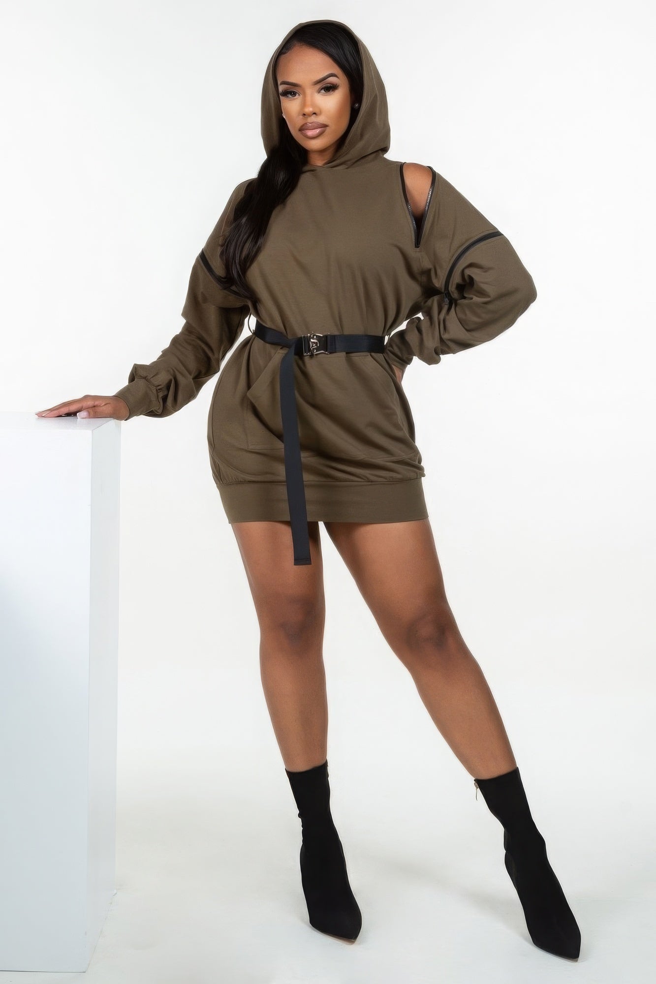 Adeline Hooded Mini Dress