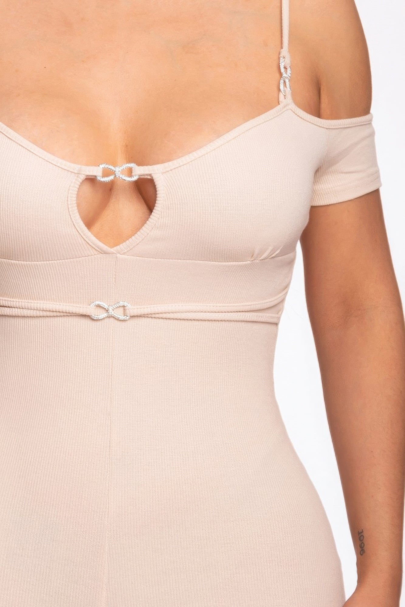 All The Right Angles Off-shoulder Knitted Rompers