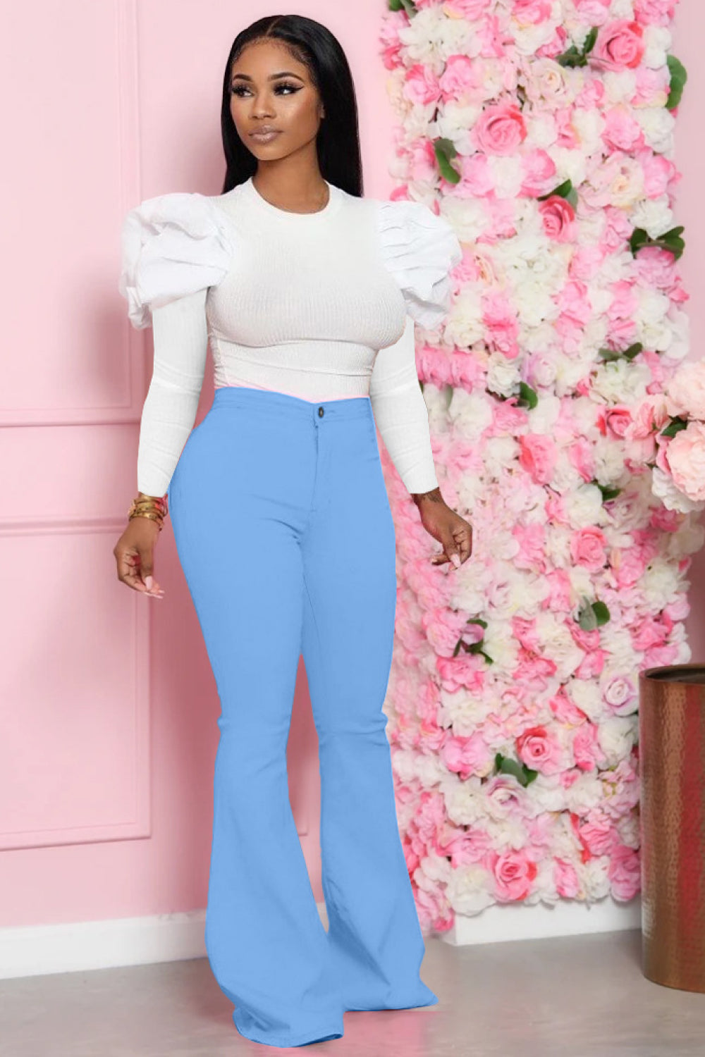 Miss Executive Top and Flare Pants Set