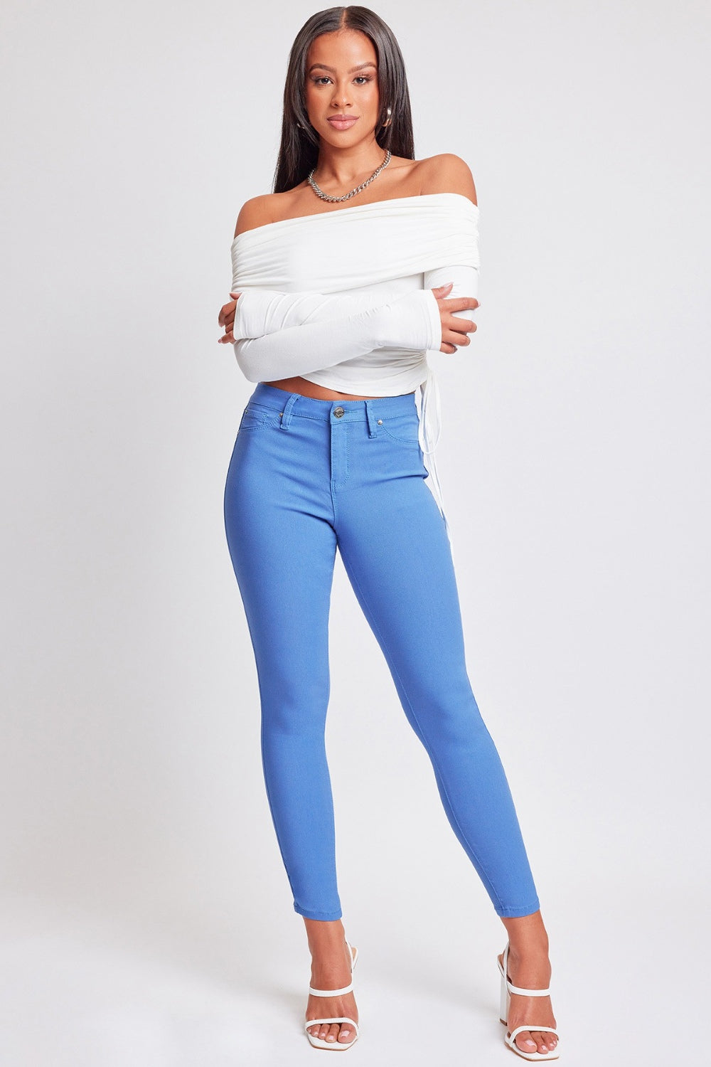 Classic Color Mid-Rise Skinny Pants - Blue