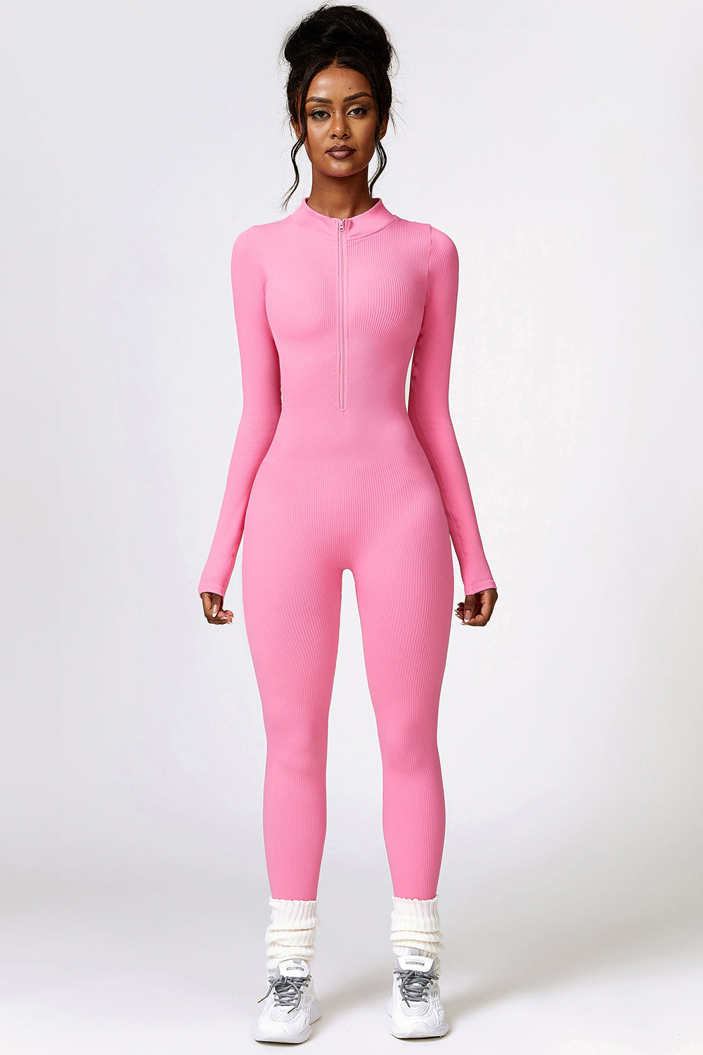 Running From You Half Zip Long Sleeve Active Jumpsuit