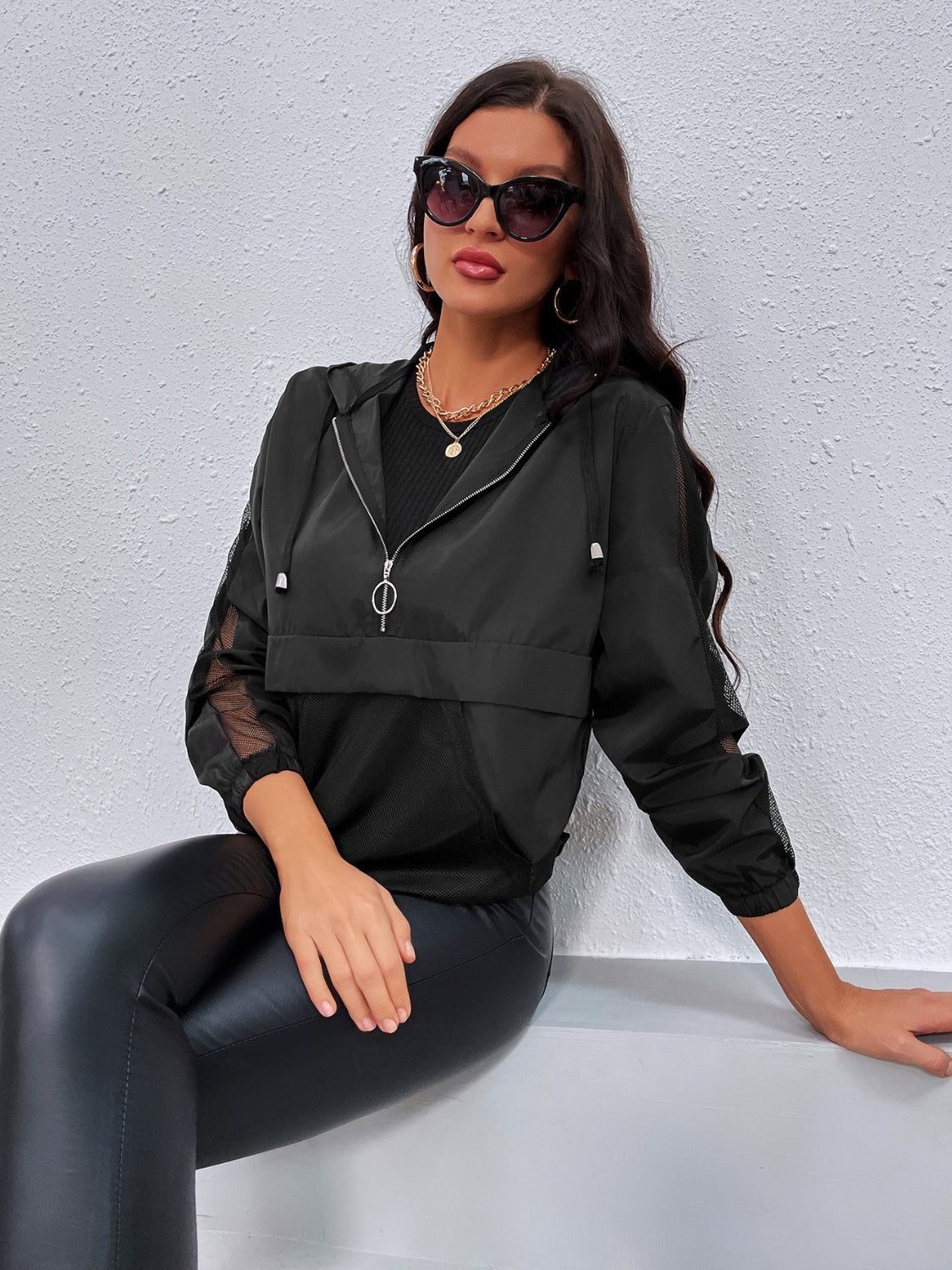 Latest And Greatest Drawstring Half Zip Hoodie