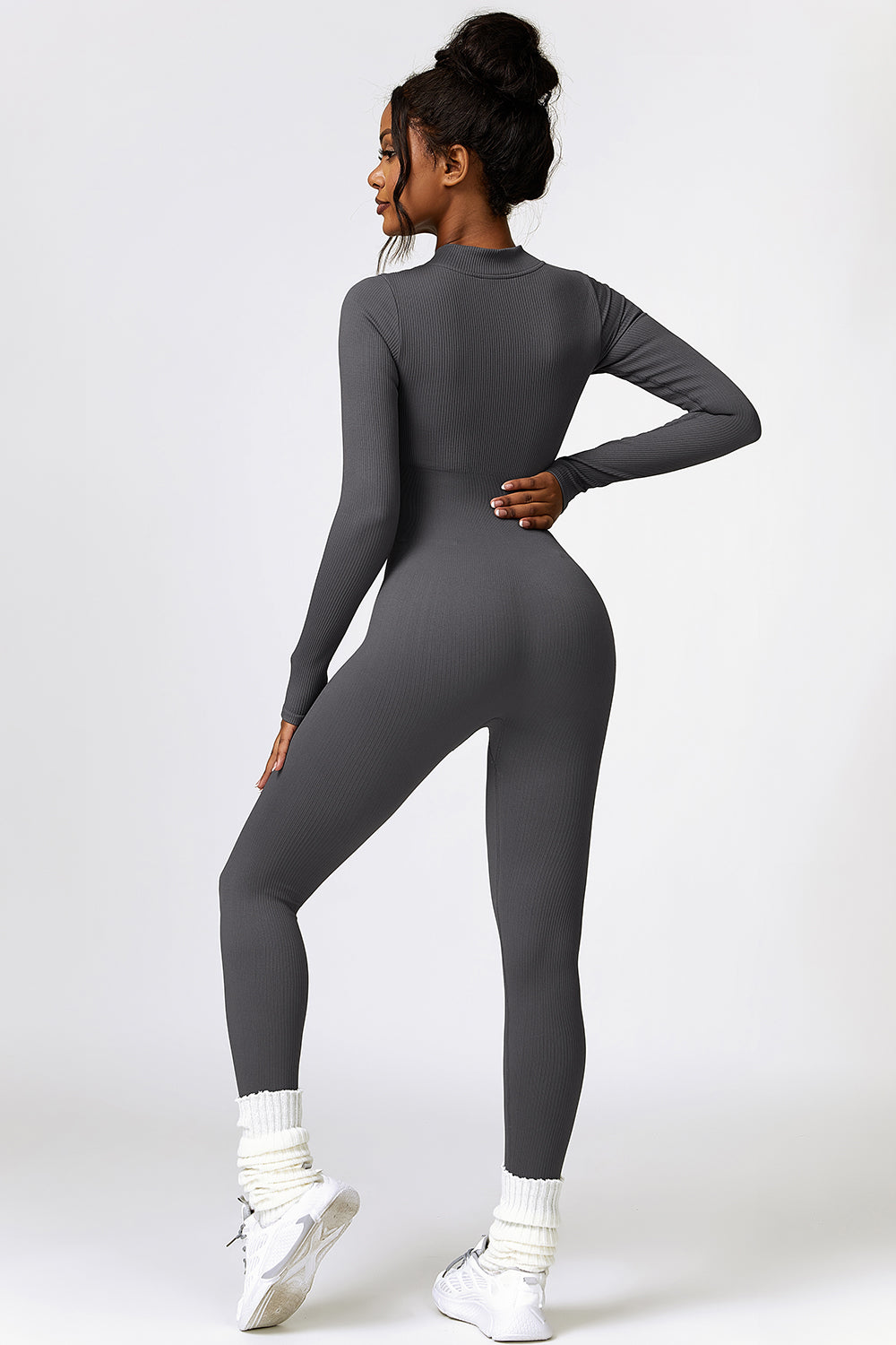 Running From You Half Zip Long Sleeve Active Jumpsuit