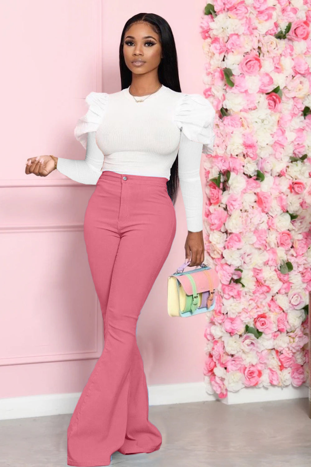 Miss Executive Top and Flare Pants Set