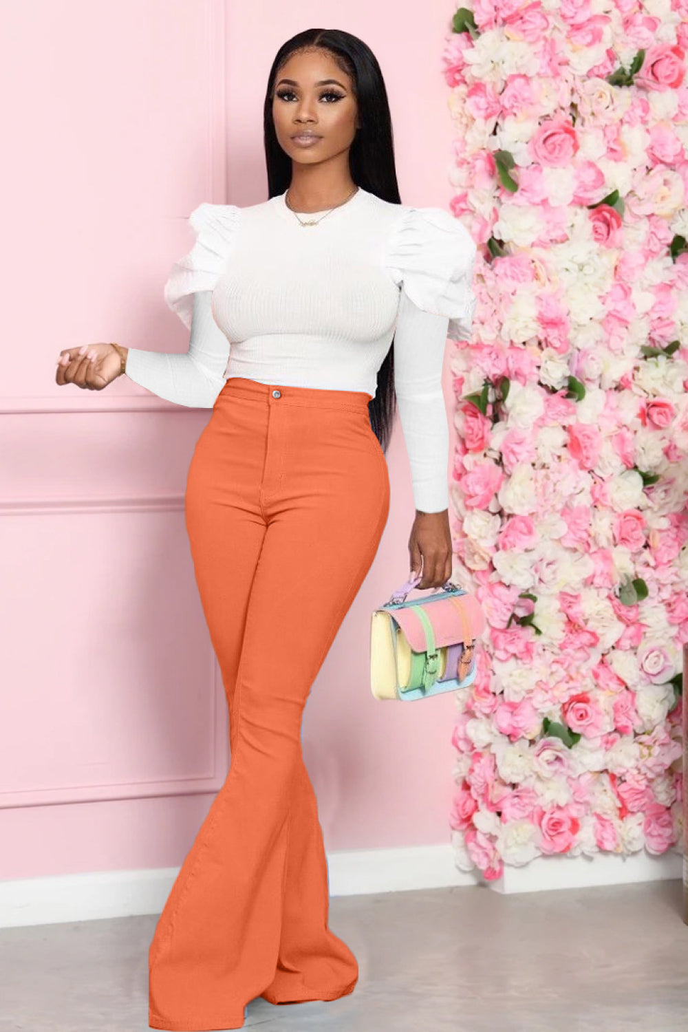 Miss Executive Top and Flare Pants Set