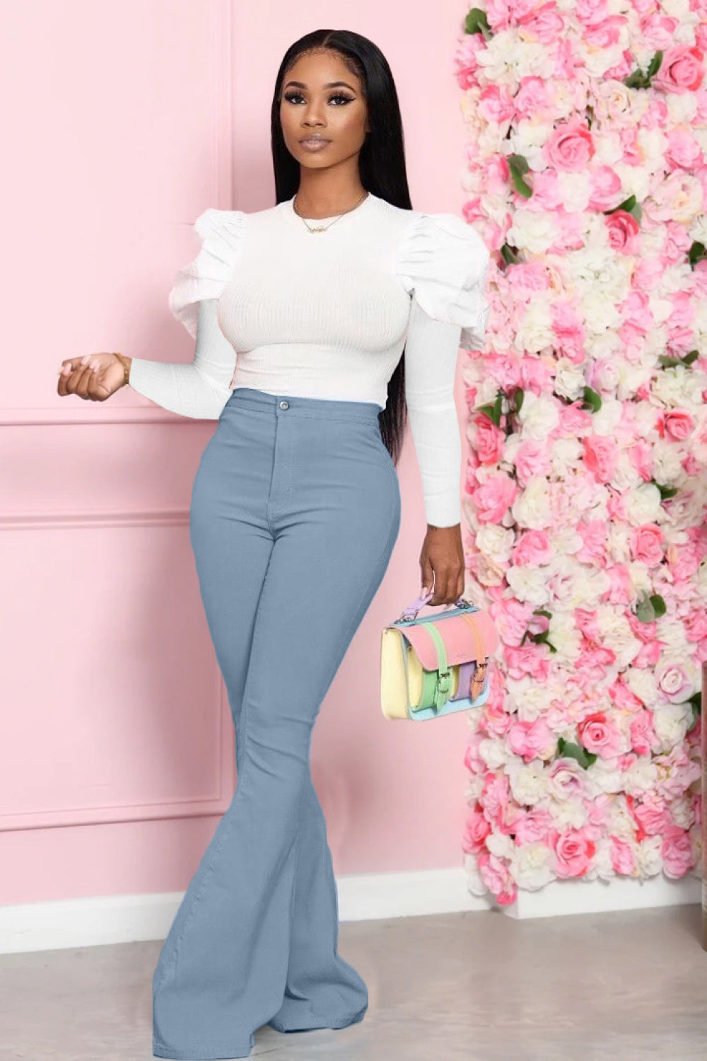 Miss Executive Top and Flare Pants Set