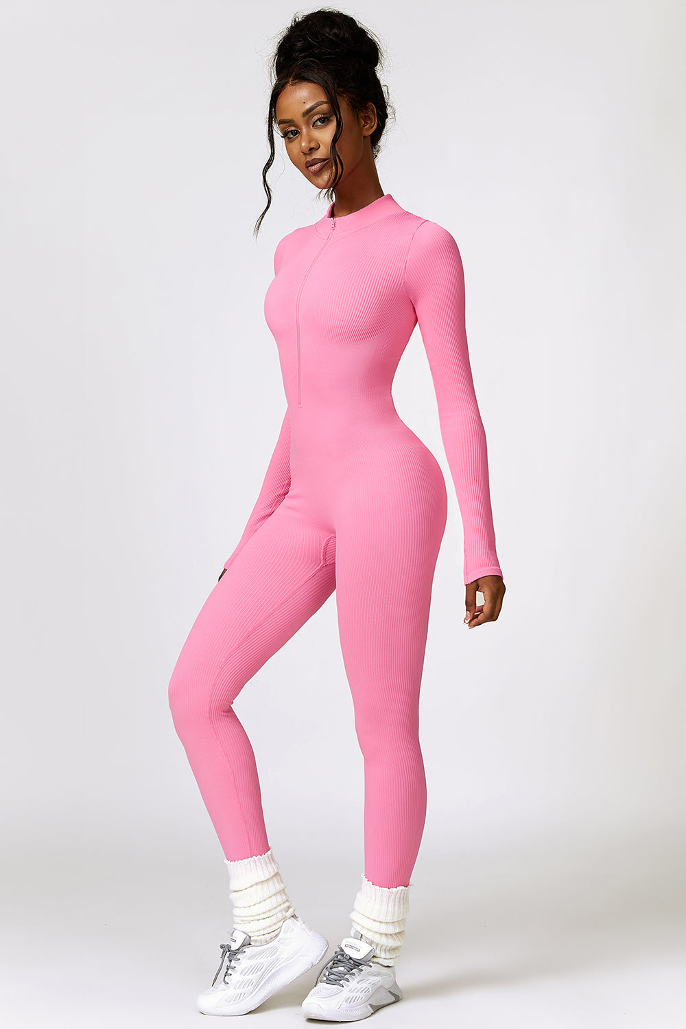 Running From You Half Zip Long Sleeve Active Jumpsuit