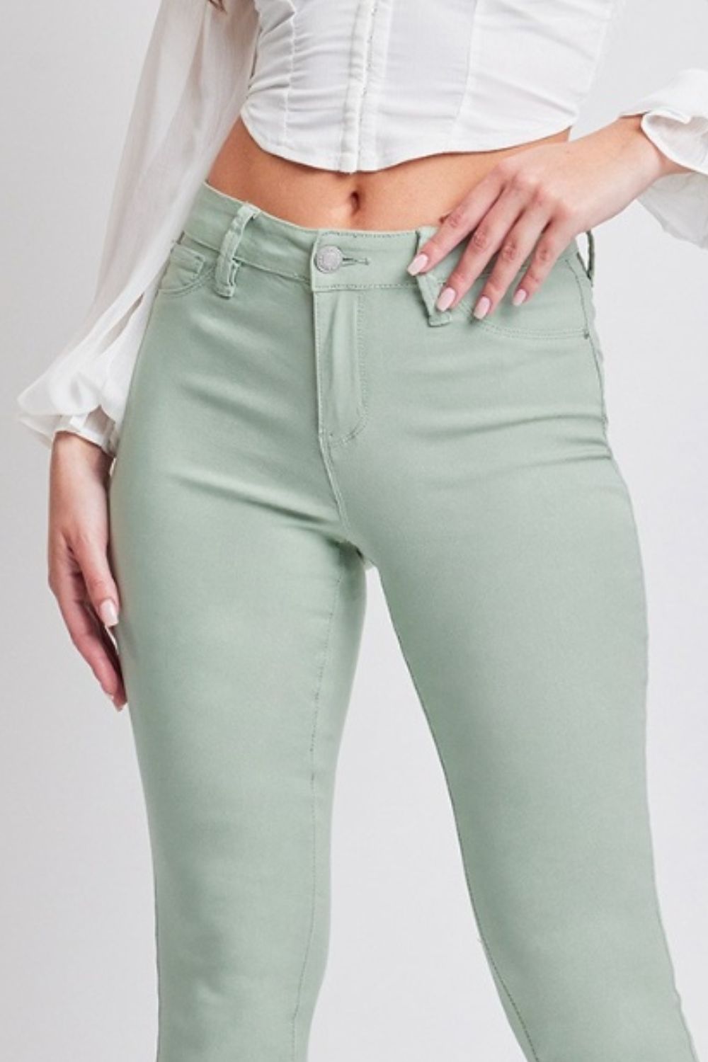 Classic Color Mid-Rise Skinny Jeans - Jade